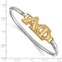 SS/Gold Plated Silver W/gp Logoart Alpha Phi Small Hook And Clasp Bangle - GP009APH-6