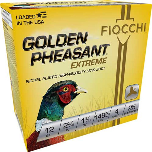 FIOCCHI GOLDEN PHEASANT 12GA 2.75" 1-3/8OZ #4 25RD 10BX/CS | A12GPX4 FIOCCHI GOLDEN PHEASANT 12GA 2.75" 1-3/8OZ #4 25RD 10BX/CS | A12GPX4