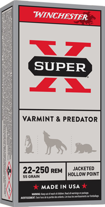 WINCHESTER SUPER-X 22-250 REM 55GR JHP 20RD 10BX/CS | AX22250HP