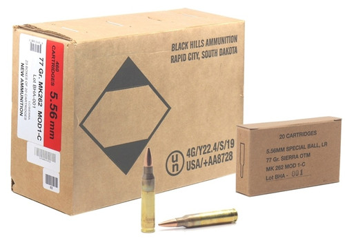 Black Hills 5.56mm NATO MK262 Mod 1-C Ammo 77 Grain Open Tip Match - MP460556N9