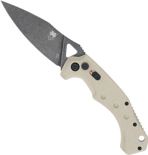 COBRATEC RYKER AUTO FOLDER | 3.75" TAN/BLACK STNWSH D2 BLD | TANAFRYK