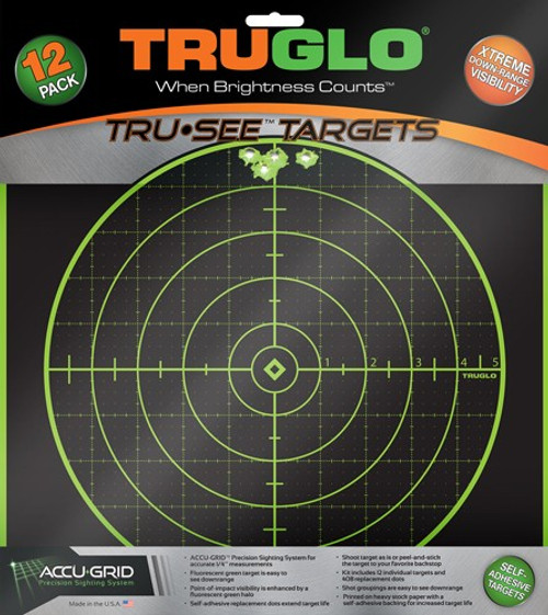 TRUGLO TRU-SEE REACTIVE TARGET | 100 YARD 12"X12" 12-PACK | TG10A12
