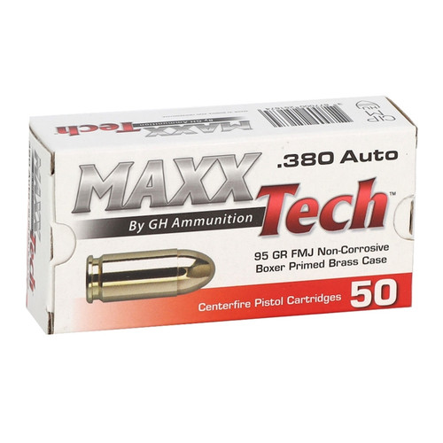 MaxxTech 380 ACP Ammo 95 Grain Full Metal Jacket - PTGB380B MaxxTech 380 ACP Ammo 95 Grain Full Metal Jacket - PTGB380B