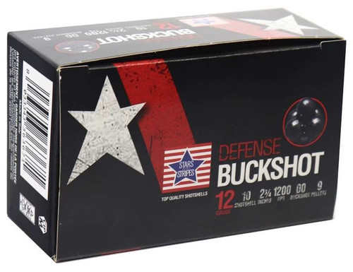Stars and Stripes Defense 12 Gauge Ammo 2 3/4" 9-Pellet 00 Buckshot - CBUCK9