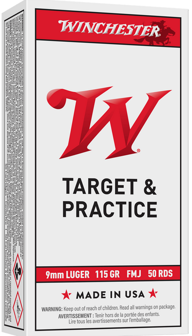 WINCHESTER USA 9MM 115GR FMJ 50RD BX 500RD CASE