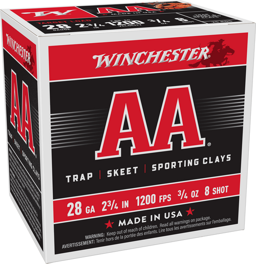 WINCHESTER AA 28GA 2-3/4" 3/4OZ #8 25RD BOX 250RD CASE