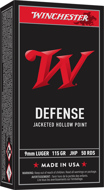WINCHESTER USA JHP 9MM 115GR 50RD BOX 500RD CASE