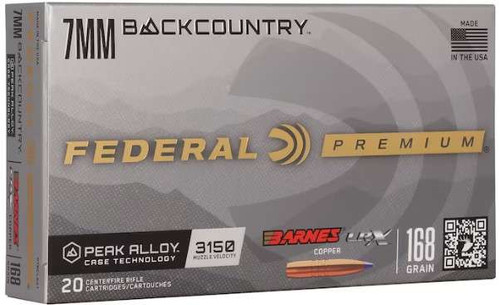 FEDERAL 7MM BACKCOUNTRY 168GR BARNES LRX COPPER 20RD/BX 10BX/CS