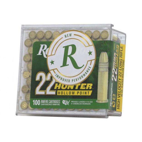 REMINGTON GOLDEN HUNTER 22LR 40GR PLATED HOLLOW POINT 100 RD/BX 50 BX/CS
