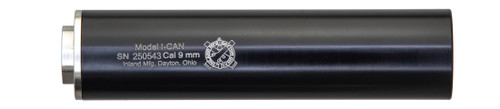 INLAND I-CAN 6" Aluminum Black Type III Anodized Black 9mm Suppressor, 1/2x28 direct thread base