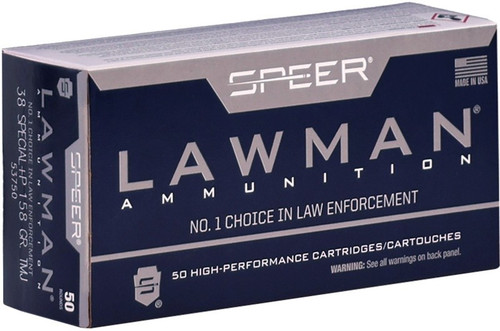 Speer Lawman Handgun Ammunition .38 Spl (+P) 158 gr TMJ 900 fps 50/box