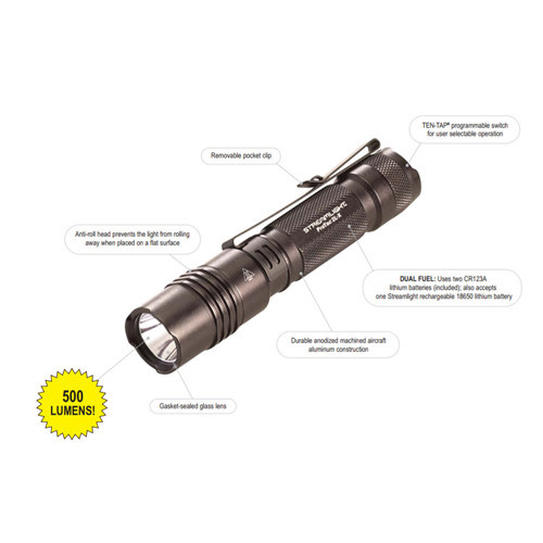 PROTAC 2L-X TACTICAL LIGHT - WITH TWO CR123A LITHIUM BATTERIES - CLAM