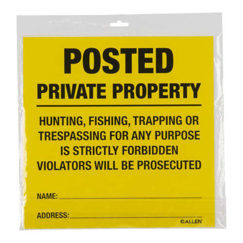 Allen Posted No Trespassing Yard Sign 12" x 12" 12/ct