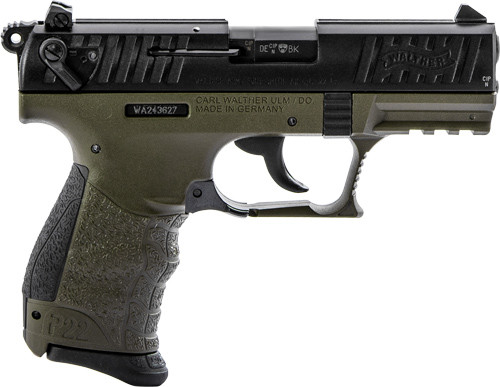 WALTHER P22Q MILITARY 22LR 3.4" 2-TONE BLK SLIDE/OD GREEN