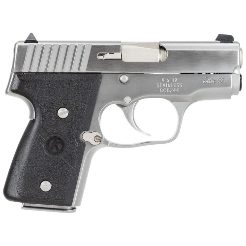 Kahr Arms MK9 Elite Handgun 9mm Luger 6rd (2) & 7rd (1) Magazines 3" Barrel Silver wil Black Checkered Grip CA Compliant