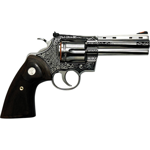 Colt Python "Filigree Frame and Barrel" Handgun .357 Mag 6rd Capacity 4.25" Barrel Stainless Finish Wood Grips