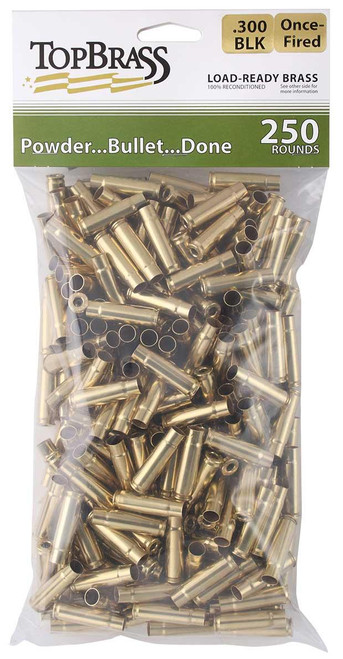 Top Brass Unprimed Remanufactured Rifle Brass .300 Blackout Bagged Grade A+ 250/ct