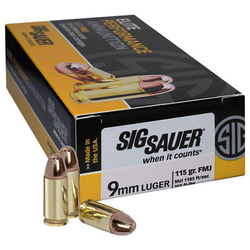 SIG AMMO 9MM 115GR ELITE BALL FMJ 50/10