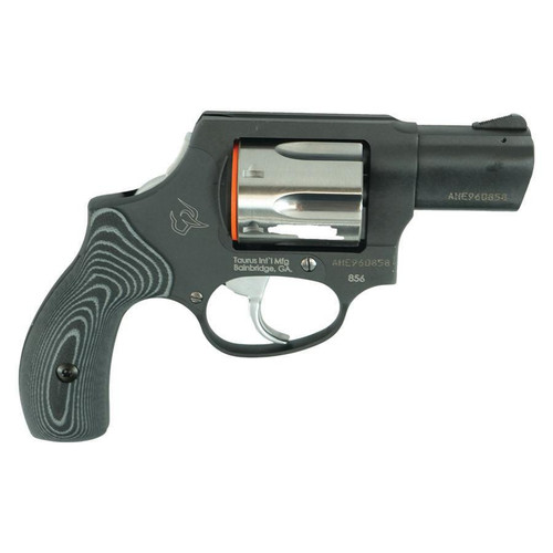 Taurus 856 Concealed Hammer Handgun .38 Spl 6rd Capacity 2" Barrel Matte Black Finish/Stainless Cylinder Grey VZ Grips