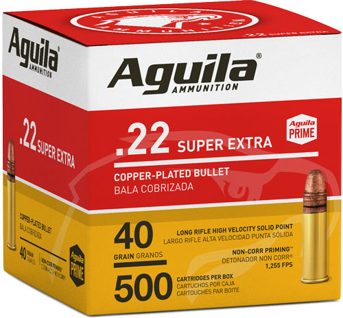 AGUILA HIGH-VEL 22LR 40GR PLATED LRN 1255FPS 500RD 4BX/C