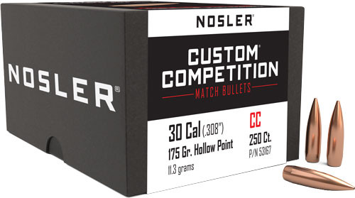 NOSLER BULLETS 30 CAL .308 175GR HP-BT CUSTOM COMP. 250C!