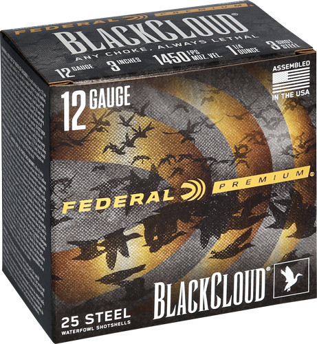 Federal Black Cloud FS Steel Shotshells 12ga.  3" 1-1/4oz  #3 1450 fps 25/ct