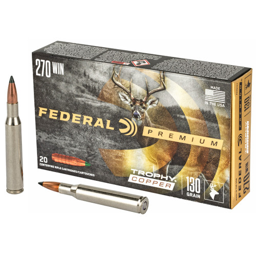 Federal Trophy Copper Rifle Ammunition .270 Win 130gr PT 3060 fps 20/ct
