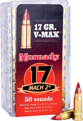 HORNADY 17 MACH2 17GR V-MAX 50RD 100BX/CS