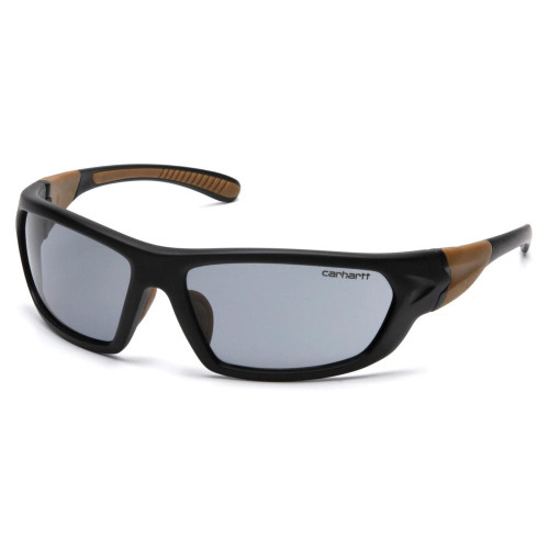 Pyramex Carbondale Heavy Duty Shooting Glasses Black and Tan with Grey Lens