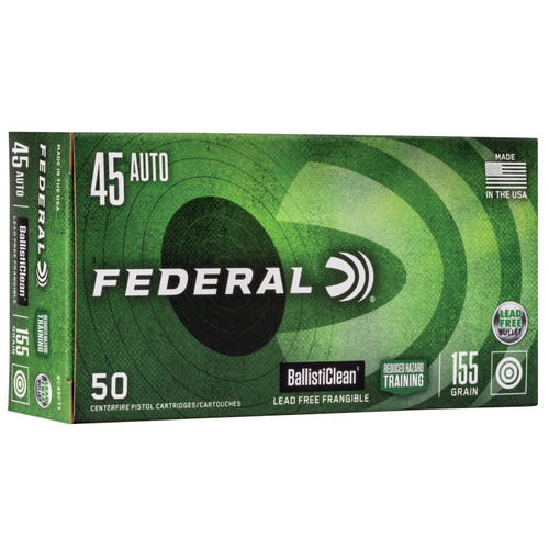 Federal Ballisticlean Frangible Handgun Ammunition .45 ACP 155gr  RHT 1130 fps 50/ct