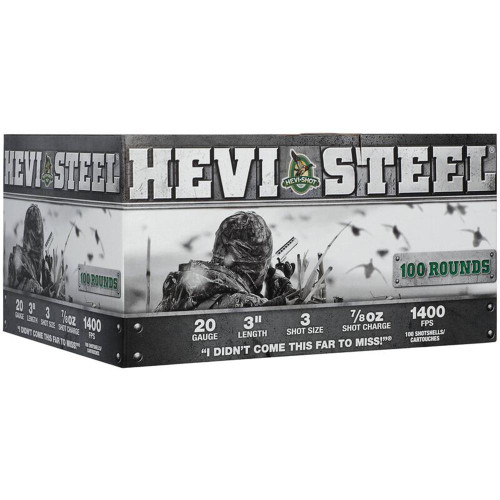 HEVI-Shot HEVI-Steel Shotshells 20 ga 3" 7/8 oz 1400 fps #3 100/ct