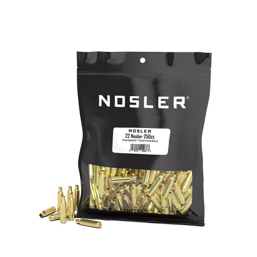 Nosler Unprimed Unprepped Brass Rifle Cartridge Cases .22 Nosler 250/ct (BULK)