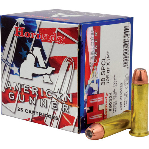 AMERICAN GUNNER AMMUNITION - 38 SPECIAL, 125 GR, XTP, 900 FPS, 25/BX