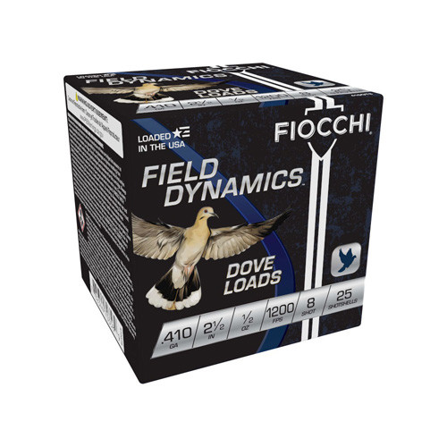 FIELD DYNAMICS DOVE LOADS - 410 BORE, 2-1/2", 1/2 OZ, 8 SHOT SZ, 1200 FPS, 25/BX
