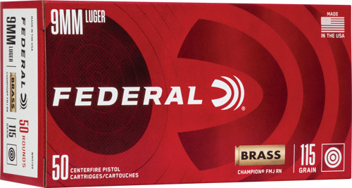 FEDERAL 9MM LUGER 115GR FMJ 50RD 20BX/CS