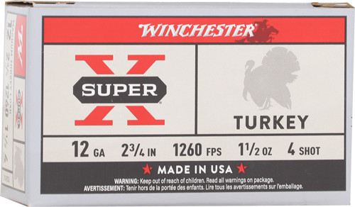 WIN AMMO SUPER-X TURKEY 12GA. 2.75" 1-1/2OZ #4 10RD 10BX/CS