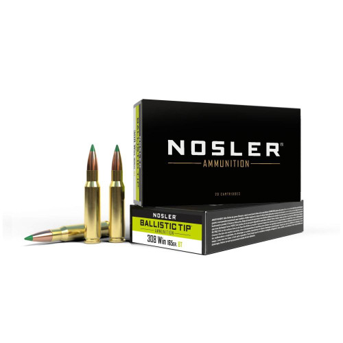 Nosler Ballistic Tip Hunting Rifle Ammunition 308 Win 165gr PT 2800 fps 20/ct