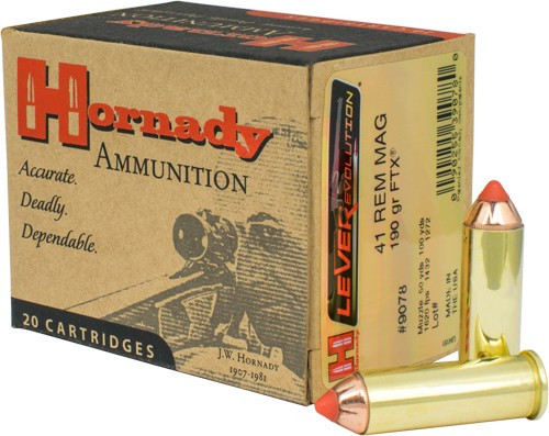 HORNADY LEVEREVOLUTION 41 REM MAG 190GR FTX 20RD 10BX/CS