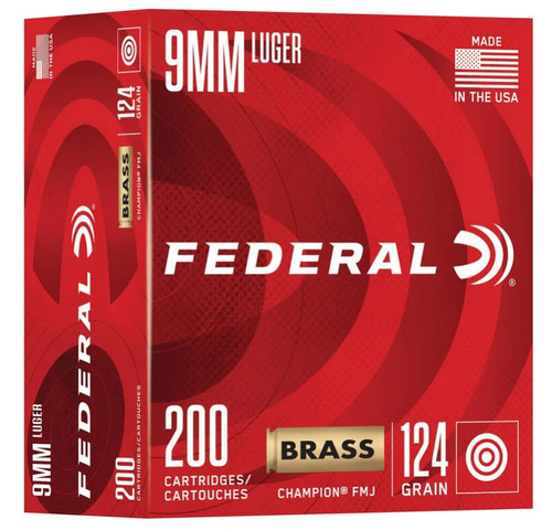 FED CHAMPION BRASS 9MM 124GR FMJ 200/5