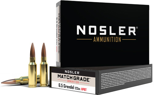 NOSLER MATCH GRADE 6.5 GRENDEL 123GR BTHP 20RD 10BX/CS