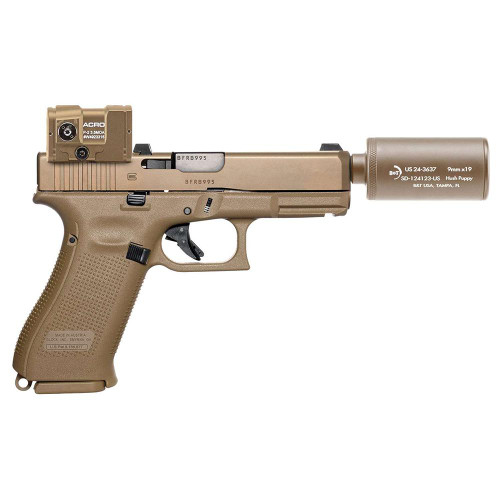 B&T Hush Puppy KIT G19 ACRO Hardcase Handgun 9mm Luger 15rd Magazines(2) 4" Barrel FDE-MUST BUY SUPPRESSOR