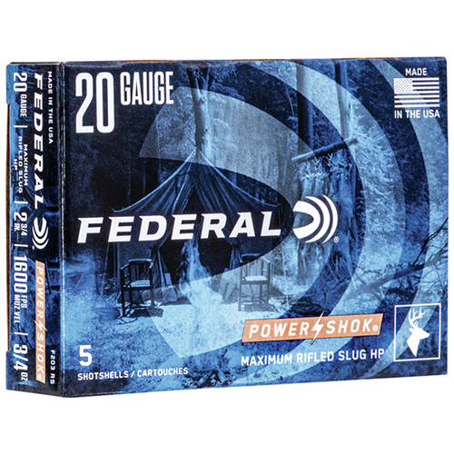 FED POWER-SHOK R SLUG 20GA 2.75 3/4OZ 5/50