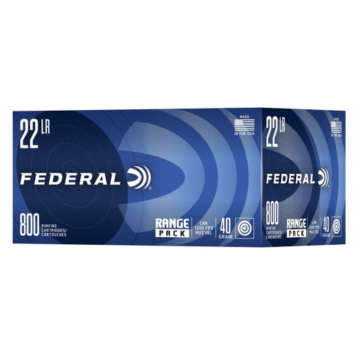 Federal Range Pack Rimfire Ammunition .22LR 40gr LRN 1200 fps 3200/ct Case (4-800/ct Boxes)