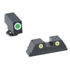 Green YellowTritium 3 dot sight set white outlines for Glock 42-43