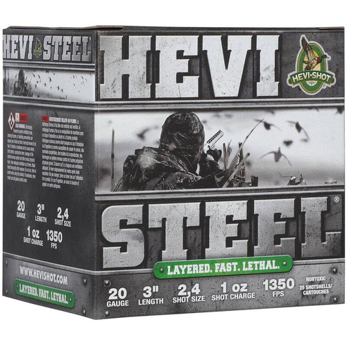 HEVI-Shot HEVI-Steel Layered Shotshells 20ga 3" 1-3/8oz 1350 fps #24 25/ct