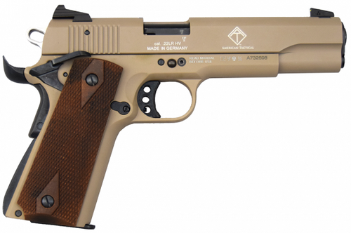 ATI GSG 1911 22LR 5 TAN WOOD GRIP BLK ACCT 10RD