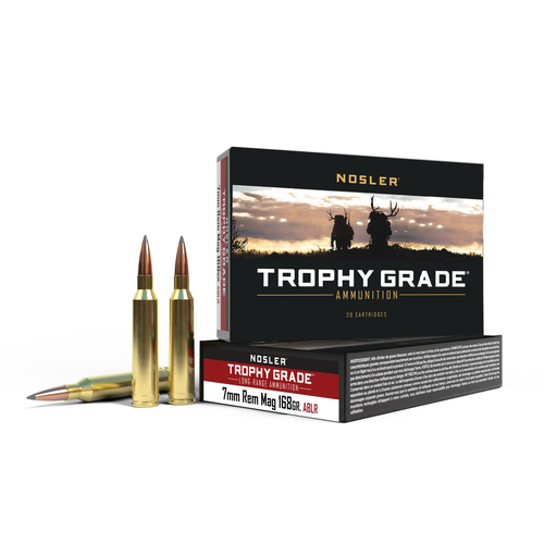 Nosler Accubond Long Range Trophy Grade Rifle Ammunition 7mm Rem Mag 168 gr PT 2880 fps 20/ct
