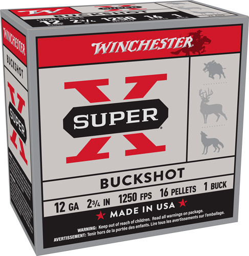 WINCHESTER SUPER-X 12GA 2.75" #1 BUCK 16 PELLET 25RD 10BX/CS