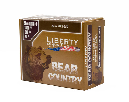 LIB AMMO BEAR COUNTRY 9MM+P 72GR 20/10