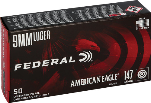 FEDERAL AE 9MM LUGER 147GR FMJ-FP 50RD 20BX/CS